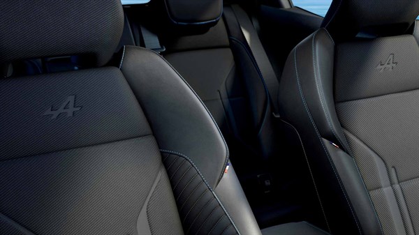 upholstery with Alpine logo and contrast stitching 