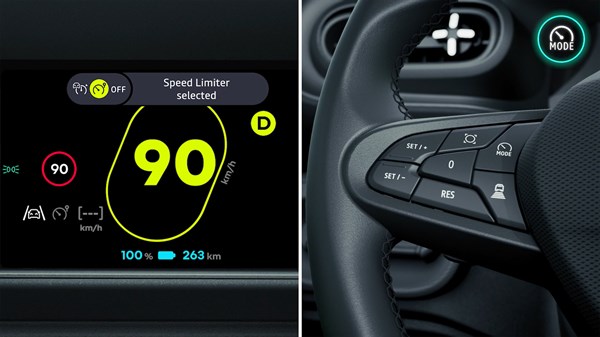 Renault Twingo E-Tech electric - tutorial video - the speed limiter