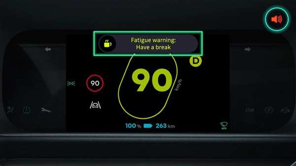 Renault Twingo E-Tech electric - tutorial video - driver fatigue alert