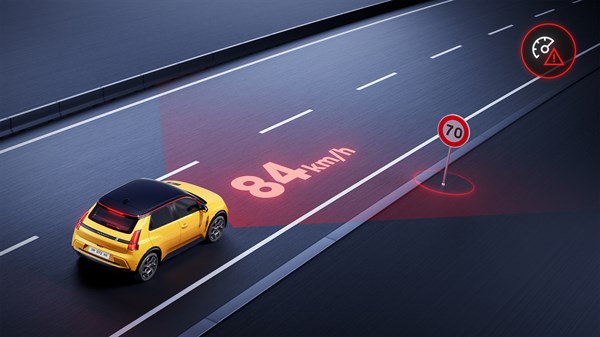 traffic sign recognition with speed alert - Renault 5 E-Tech 100% electric