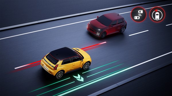 front and rear detection with emergency trajectory correction - Renault 5 E-Tech 100% electric